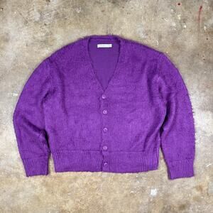 MNML Fuzzy Cardigan Purple Men’s Medium Kurt Cobain Grunge Sweater